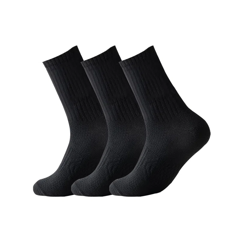 二三二三 简约纯色舒适透气马拉松运动袜亲肤柔软吸汗透气防臭舞蹈生体育生训练小腿袜爬山跑步健身日常通勤百搭袜子居家休闲袜中筒袜 男款