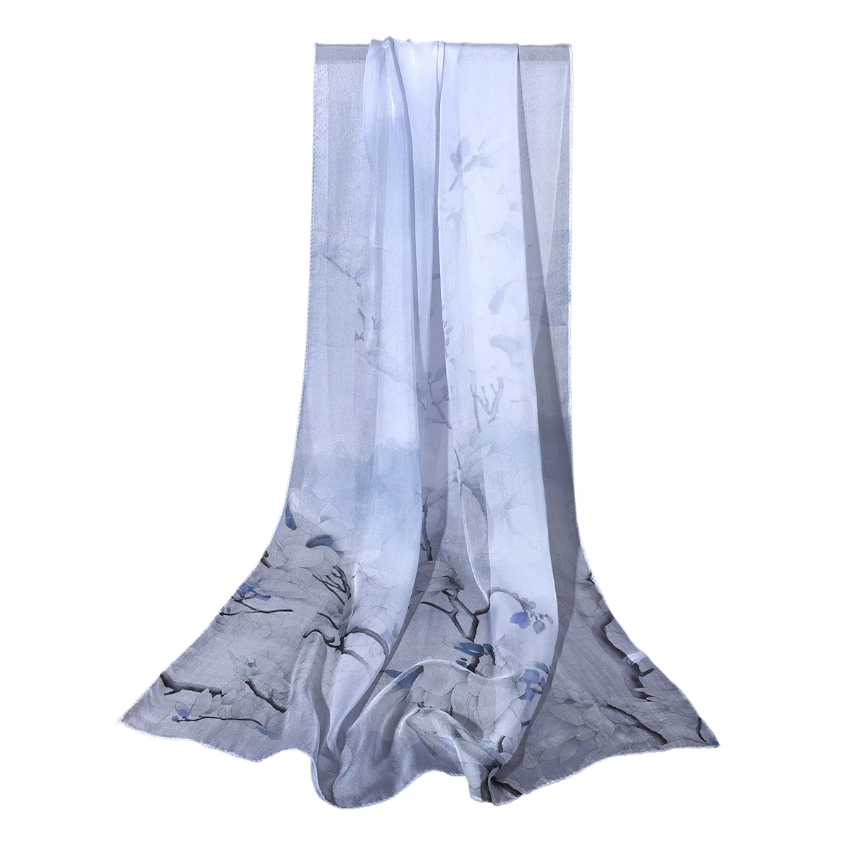 一米画纱 田园花卉轻盈飘逸中式浪漫雪纺真丝沙巾丝滑细腻披肩 桑蚕丝 丝巾 女款