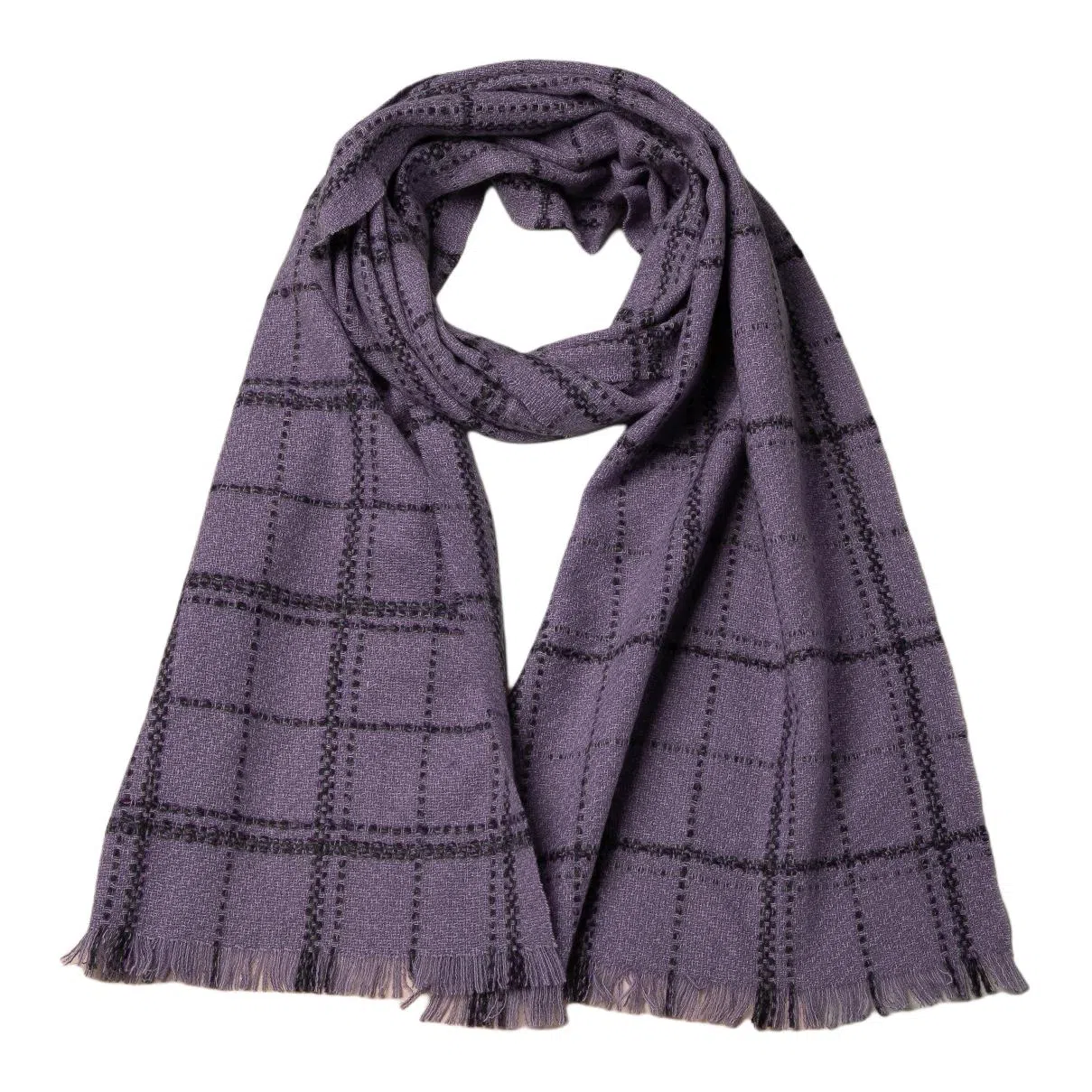 红豆 方格条纹保暖时尚百搭 羊绒 绒线围巾 男女同款情侣款