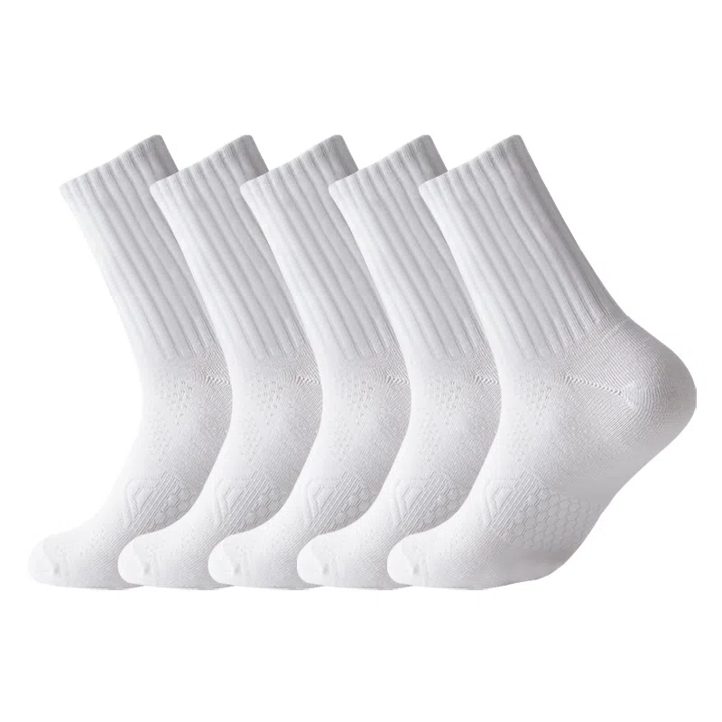 二三二三 简约纯色舒适透气马拉松运动袜亲肤柔软吸汗透气防臭舞蹈生体育生训练小腿袜爬山跑步健身日常通勤百搭袜子居家休闲袜中筒袜 男款