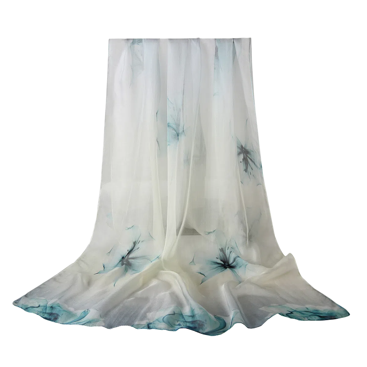 一米画纱 田园花卉轻盈飘逸中式浪漫雪纺真丝沙巾丝滑细腻披肩 桑蚕丝 丝巾 女款