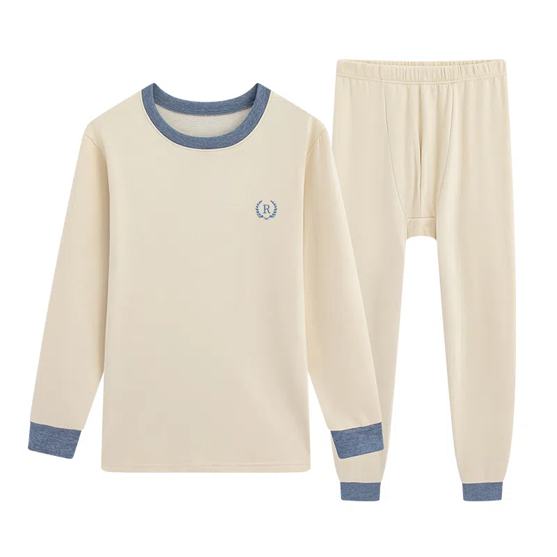 贴身领域 羊绒蚕丝青少年德绒内衣初高中学生加厚秋衣秋裤保暖套装 男款