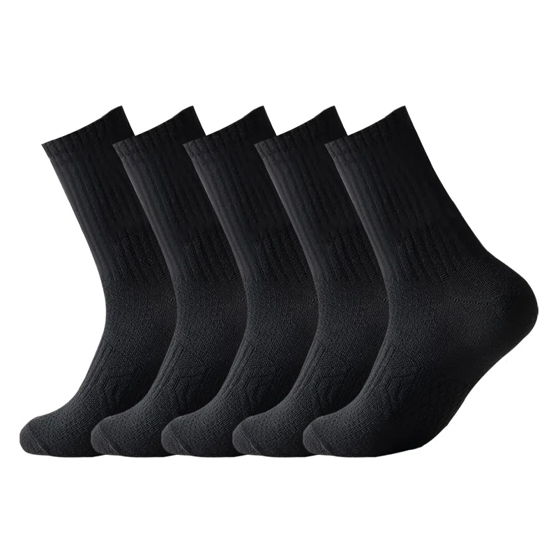 二三二三 简约纯色舒适透气马拉松运动袜亲肤柔软吸汗透气防臭舞蹈生体育生训练小腿袜爬山跑步健身日常通勤百搭袜子居家休闲袜中筒袜 男款