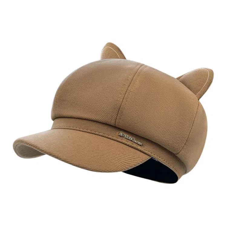 山一丸 显脸小复古英伦风可爱耳朵画家帽 涤纶 贝雷帽 女款