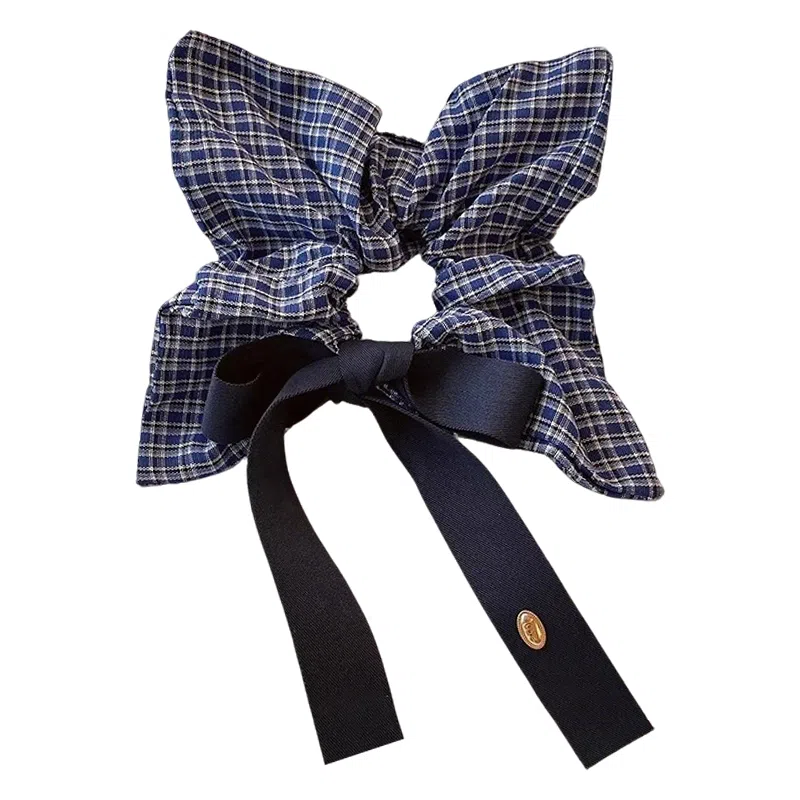 蒙妮 韩系格子蝴蝶结飘带超大号#好运 布艺 发圈/头绳 女款