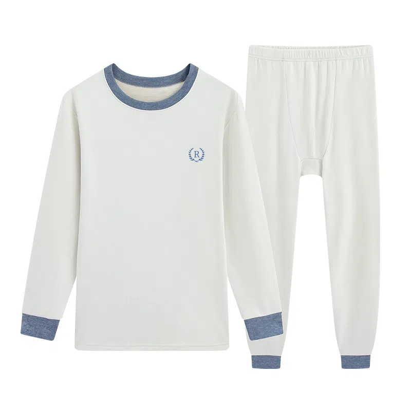 贴身领域 羊绒蚕丝青少年德绒内衣初高中学生加厚秋衣秋裤保暖套装 男款