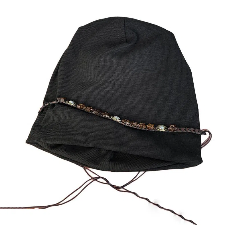 山一丸 复古星星串珠链条包头帽薄款透气百搭 聚酯纤维 堆堆帽 女款