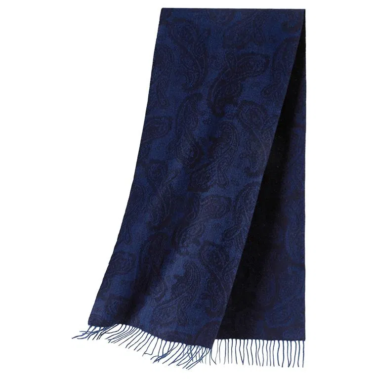 红豆 品牌印染蓝色质感 山羊绒 绒线围巾 男女同款情侣款