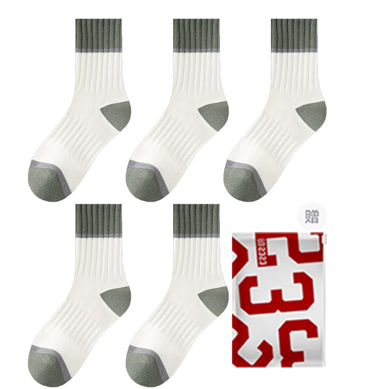 二三二三 个性时尚拼色文艺舒适透气运动袜吸汗防滑防臭抑菌亲肤柔软居家袜子日常通勤跑步爬山健身休闲潮流百搭中筒袜 男款