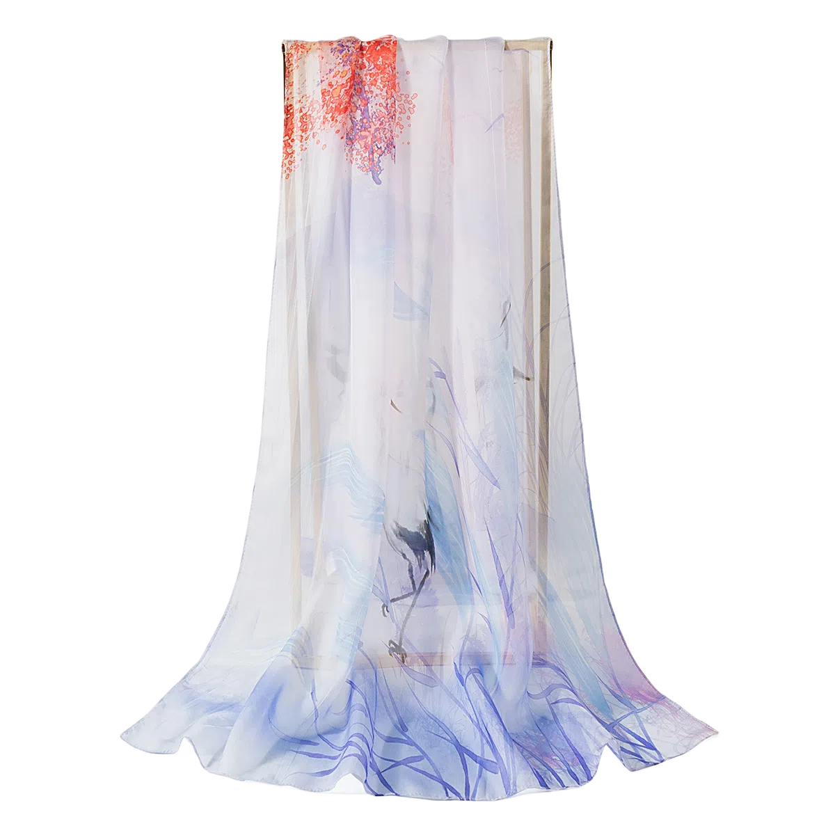 一米画纱 田园花卉轻盈飘逸中式浪漫雪纺真丝沙巾丝滑细腻披肩 桑蚕丝 丝巾 女款