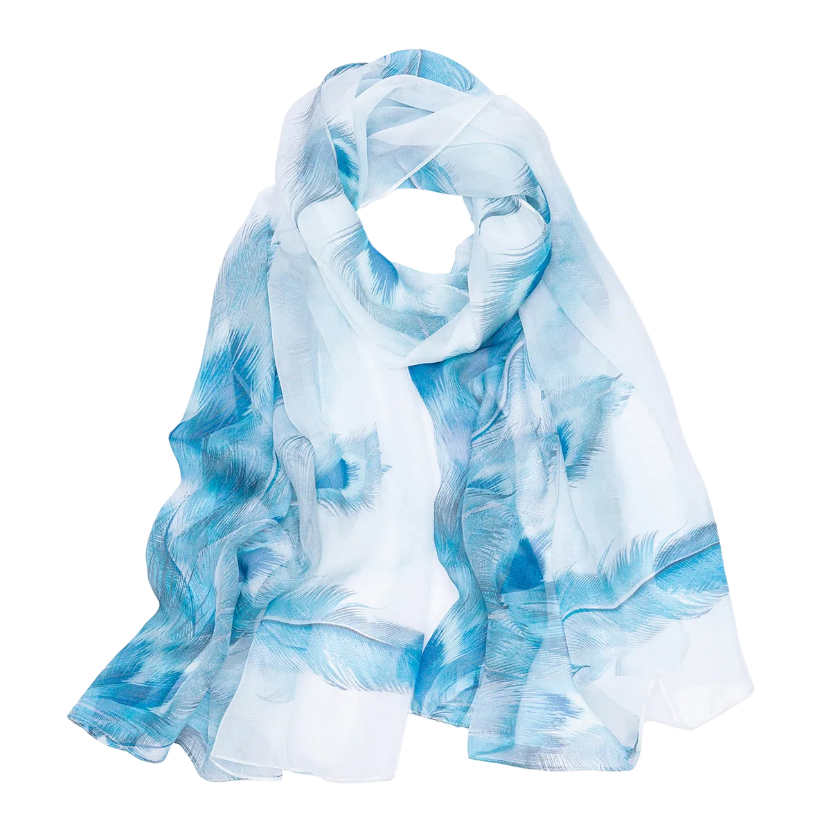 一米画纱 清新飘逸国风真丝雪纺喷绘沙巾气质仙仙花卉印花旅游拍照 桑蚕丝 丝巾 女款