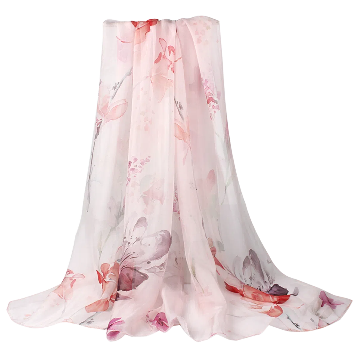 一米画纱 田园花卉轻盈飘逸中式浪漫雪纺真丝沙巾丝滑细腻披肩 桑蚕丝 丝巾 女款