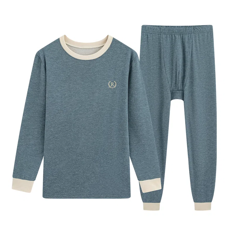 贴身领域 羊绒蚕丝青少年德绒内衣初高中学生加厚秋衣秋裤保暖套装 男款