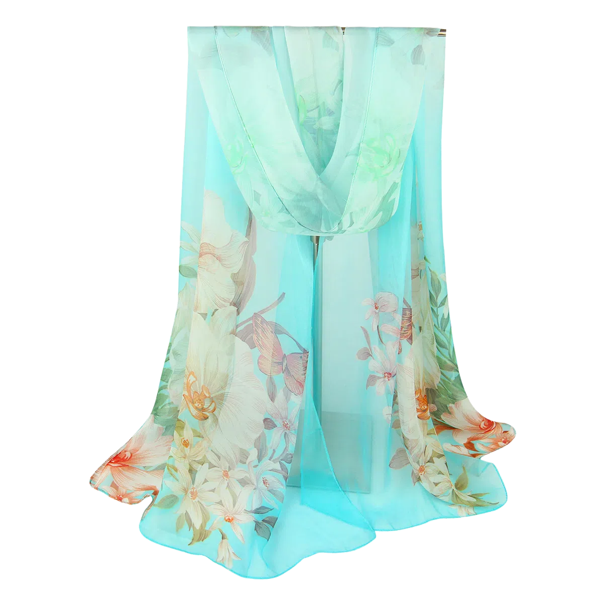 一米画纱 田园花卉轻盈飘逸中式浪漫雪纺真丝沙巾丝滑细腻披肩 桑蚕丝 丝巾 女款