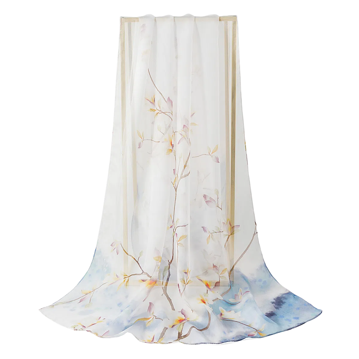 一米画纱 田园花卉轻盈飘逸中式浪漫雪纺真丝沙巾丝滑细腻披肩 桑蚕丝 丝巾 女款