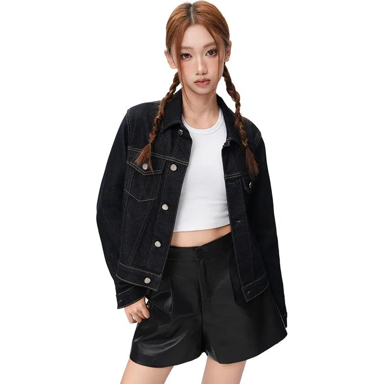 淑好百 复古修身时尚百搭马甲牛仔外套 女款