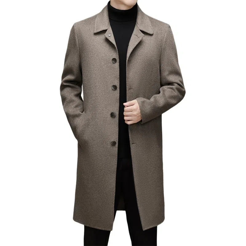 【dme】 双面呢羊毛大衣男长款过膝秋冬季翻领男青年无羊绒外套潮男装 男款