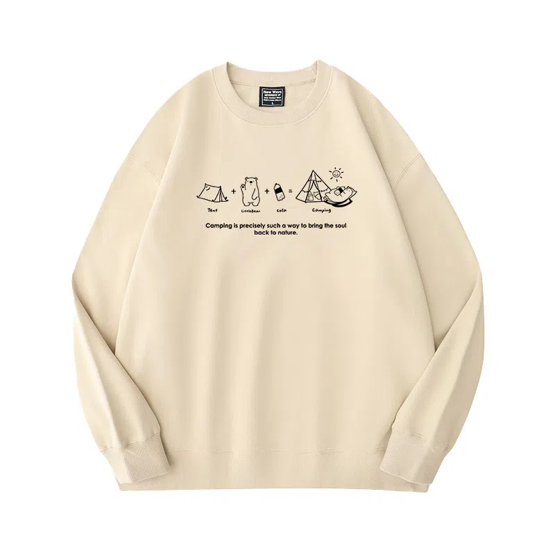 莫代尔 秋冬个性慵懒舒适百搭时尚圆领设计感嘻哈潮流街头风长袖卫衣打底衣 男女同款