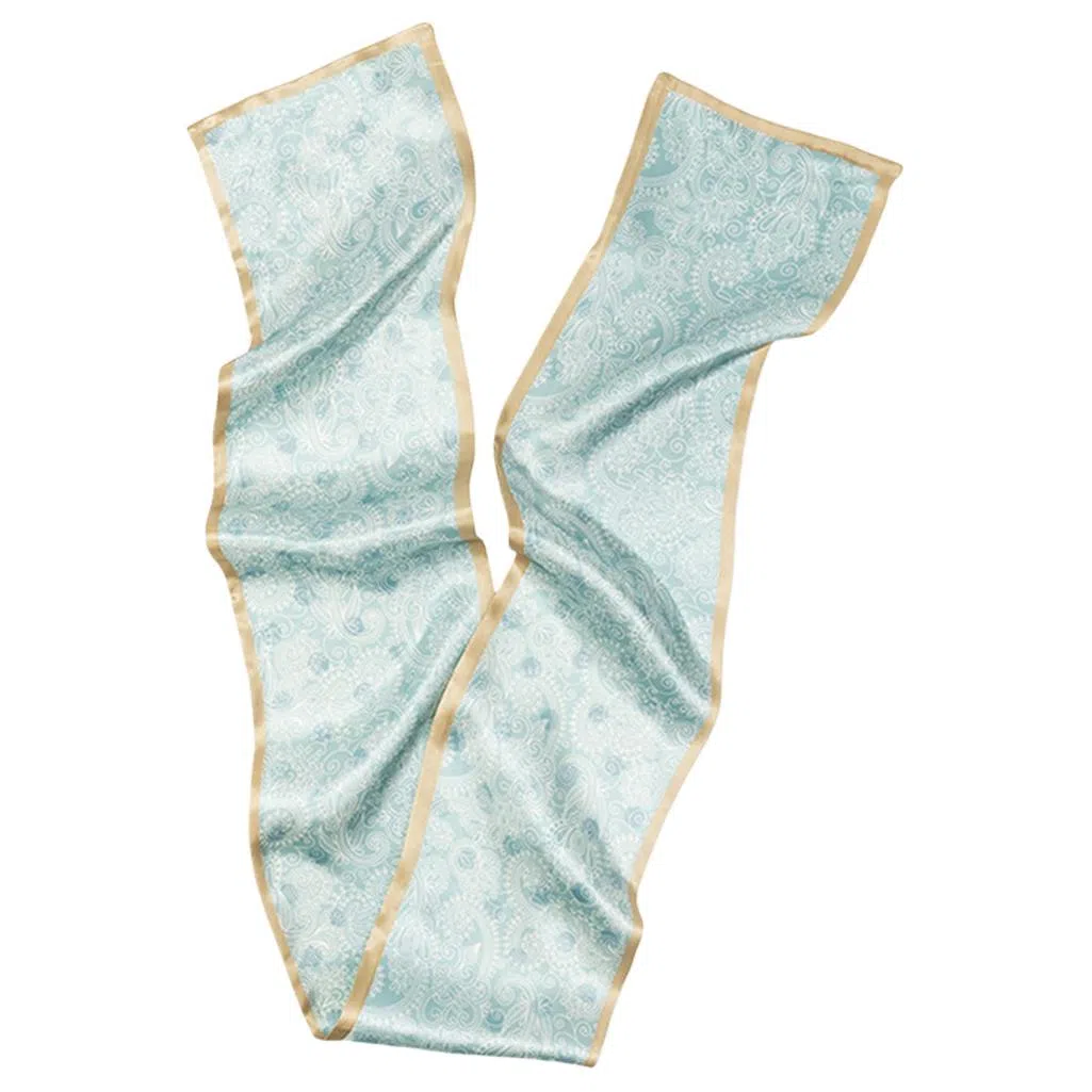 一米画纱 时尚百搭真丝双层喷绘飘带优雅气质长条领巾轻盈装饰 桑蚕丝 丝巾 女款