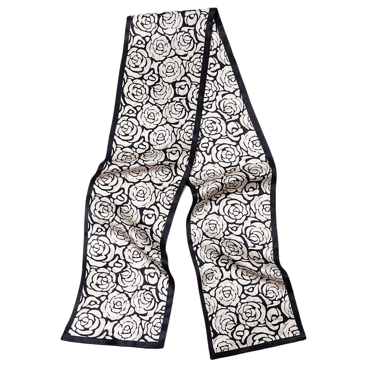 一米画纱 时尚百搭真丝双层喷绘飘带优雅气质长条领巾轻盈装饰 桑蚕丝 丝巾 女款