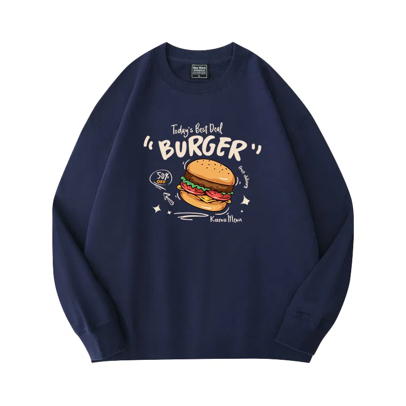 莫代尔 秋冬个性慵懒舒适百搭时尚圆领嘻哈潮流风长袖设计感多色可选卫衣打底衣 男女同款