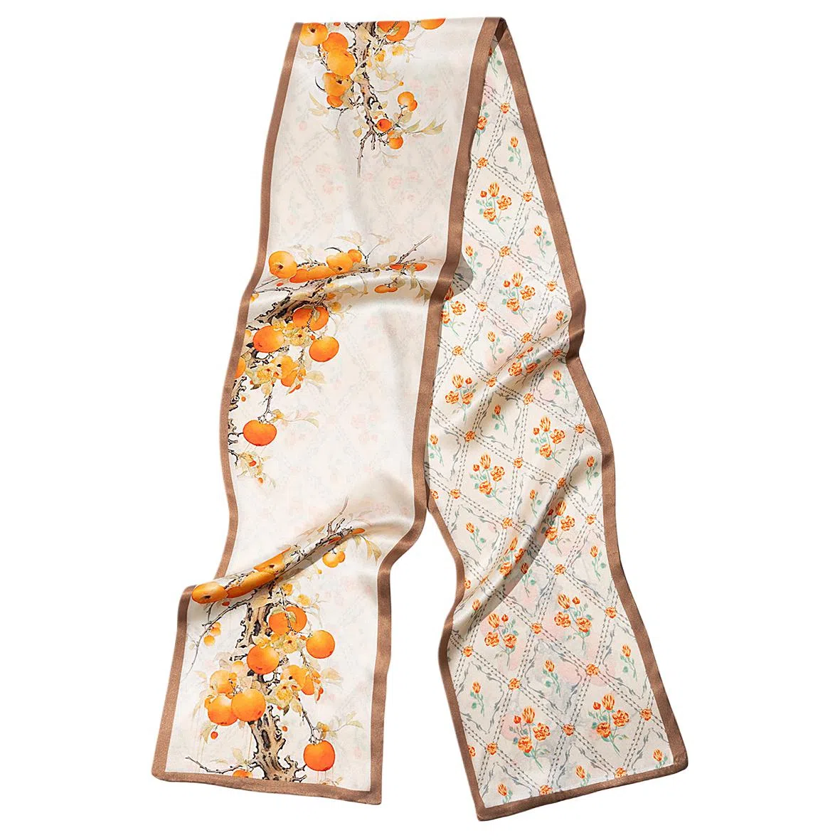 一米画纱 时尚百搭真丝双层喷绘飘带优雅气质长条领巾轻盈装饰 桑蚕丝 丝巾 女款