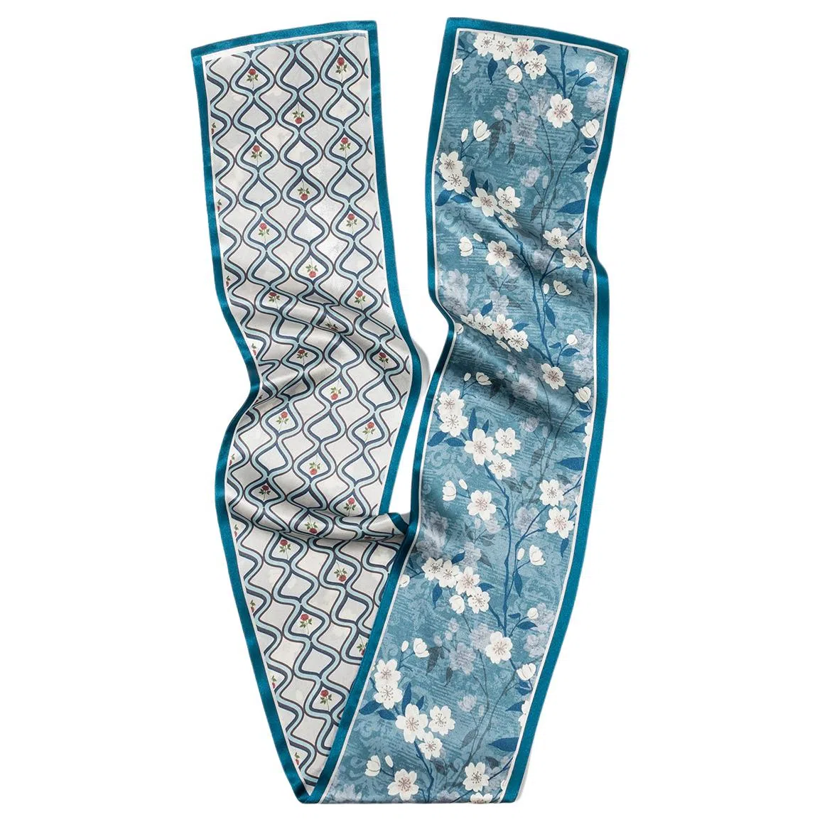 一米画纱 时尚百搭真丝双层喷绘飘带优雅气质长条领巾轻盈装饰 桑蚕丝 丝巾 女款