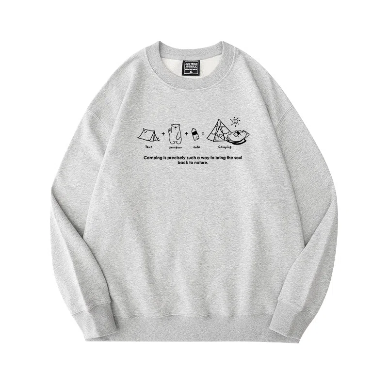 莫代尔 秋冬个性慵懒舒适百搭时尚圆领设计感嘻哈潮流街头风长袖卫衣打底衣 男女同款