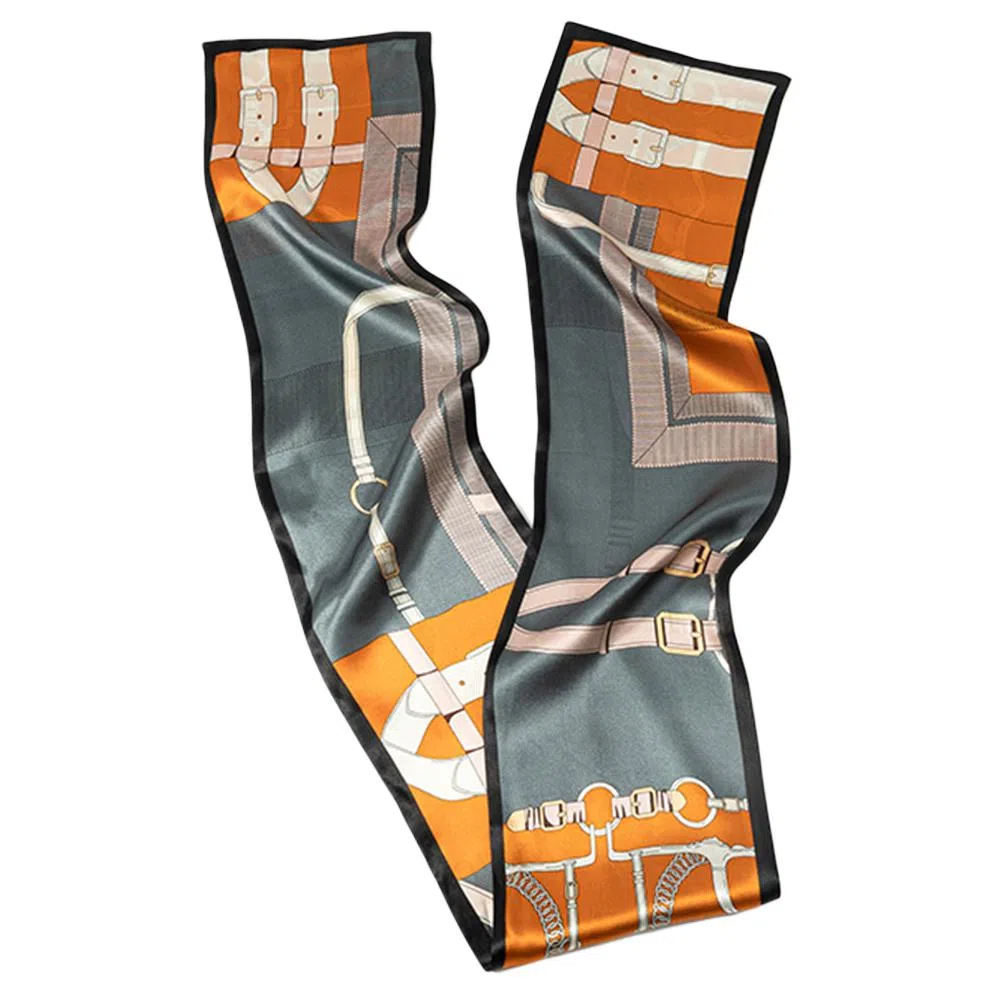 一米画纱 时尚百搭真丝双层喷绘飘带优雅气质长条领巾轻盈装饰 桑蚕丝 丝巾 女款