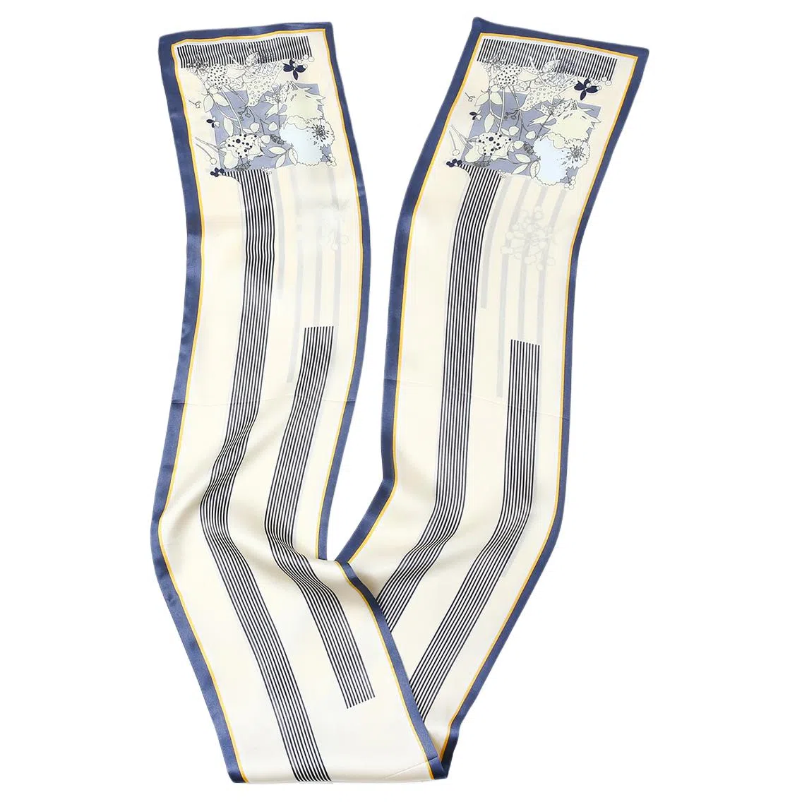 一米画纱 时尚百搭真丝双层喷绘飘带优雅气质长条领巾轻盈装饰 桑蚕丝 丝巾 女款