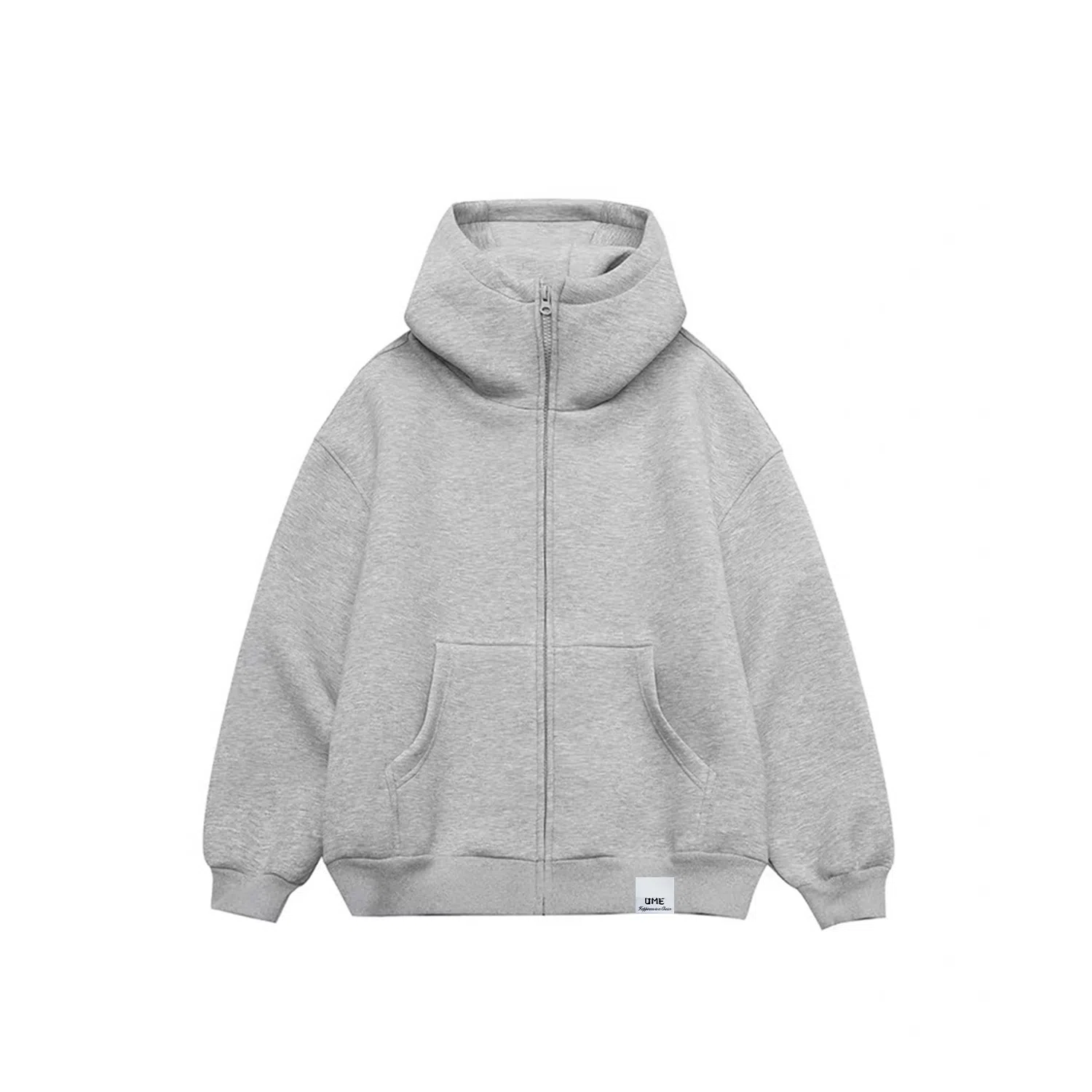 【dme】 美式高街重磅结构简约基础款连帽开衫上衣男秋款宽松情侣拉链休闲卫衣外套 男女同款