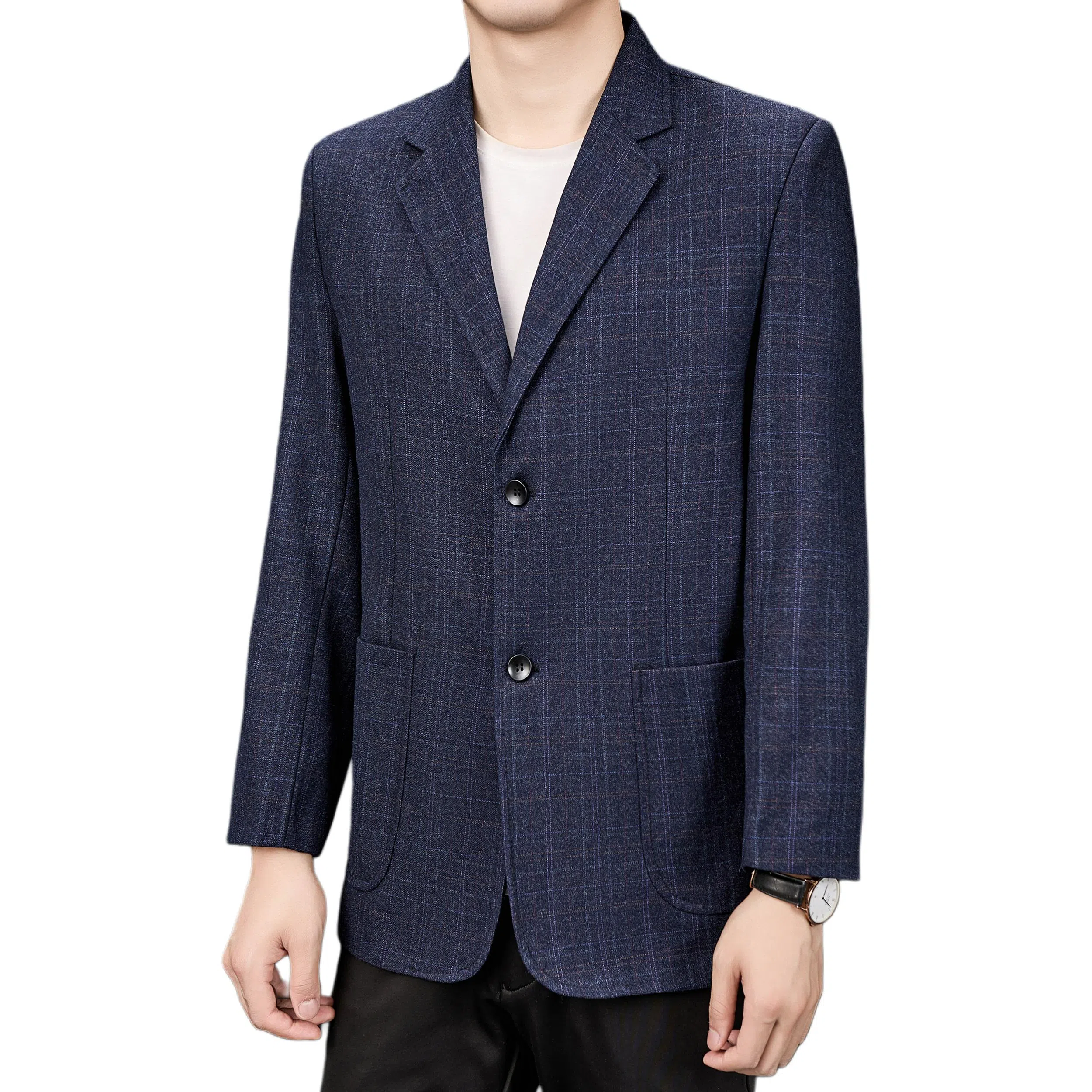 老爷车 男装春秋季格子拼色经典时尚奢华立体设计商务外套西装 男款