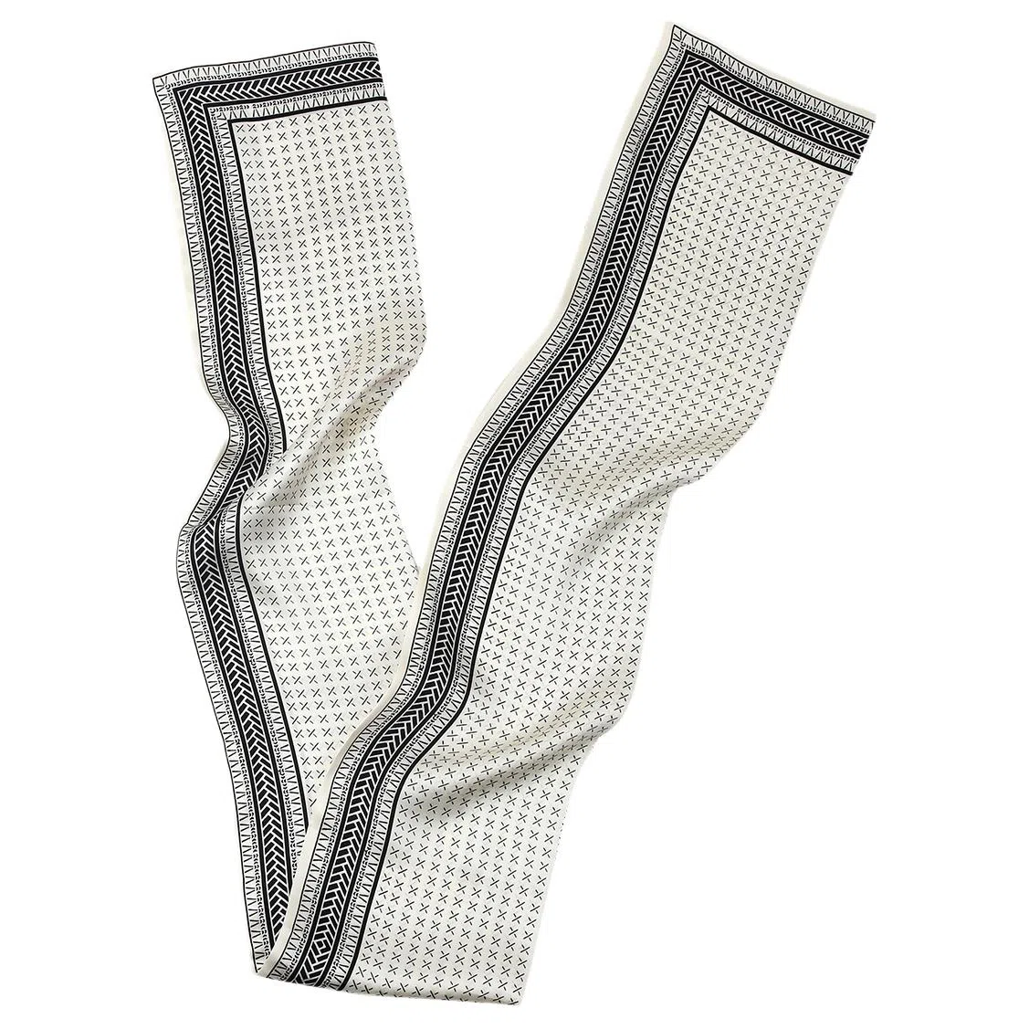 一米画纱 时尚百搭真丝双层喷绘飘带优雅气质长条领巾轻盈装饰 桑蚕丝 丝巾 女款