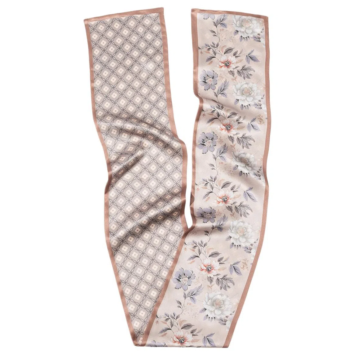 一米画纱 时尚百搭真丝双层喷绘飘带优雅气质长条领巾轻盈装饰 桑蚕丝 丝巾 女款