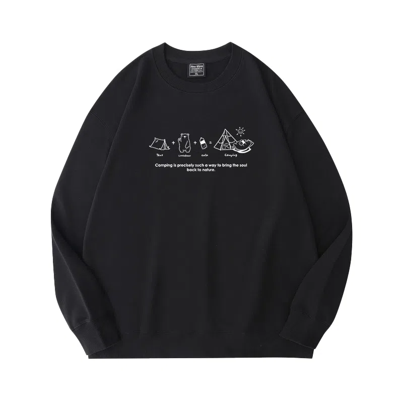 莫代尔 秋冬个性慵懒舒适百搭时尚圆领设计感嘻哈潮流街头风长袖卫衣打底衣 男女同款