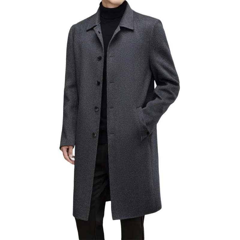 【dme】 双面呢羊毛大衣男长款过膝秋冬季翻领男青年无羊绒外套潮男装 男款