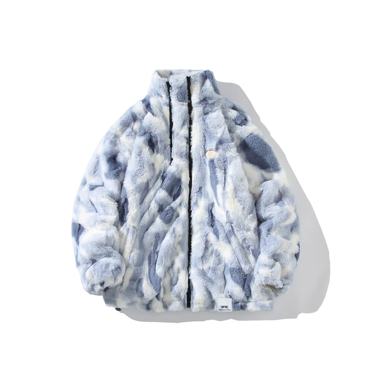 【dme】 潮流时尚大码港风渐变毛绒加厚内里棉衣外套男冬季宽松情侣休闲百搭加绒立领棉服 男女同款