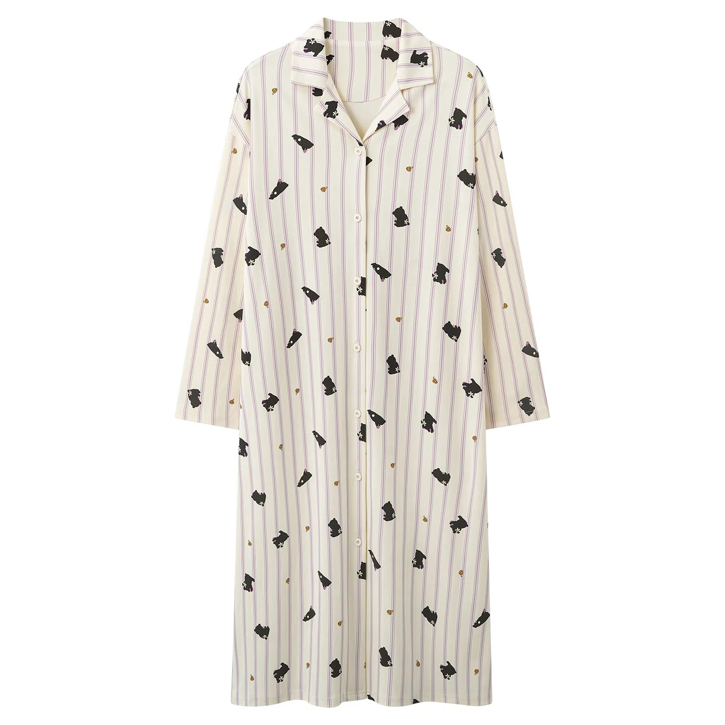 莫代尔 纯棉舒适轻柔亲肤细腻长袖裙时尚气质百搭个性简约家居裙睡裙 女款