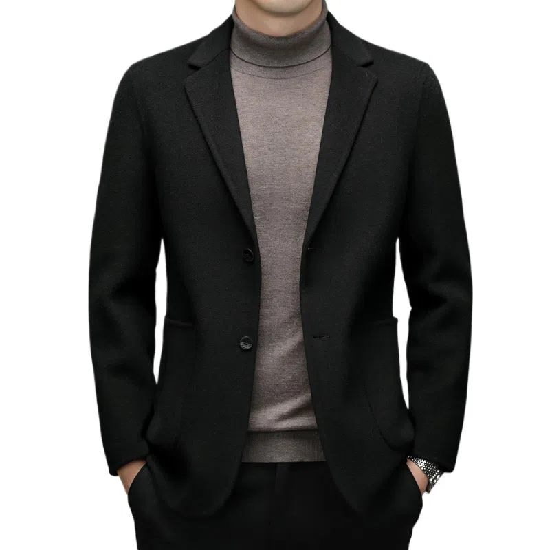 时尚优雅保暖男士羊毛毛呢双面尼外套西装 男款