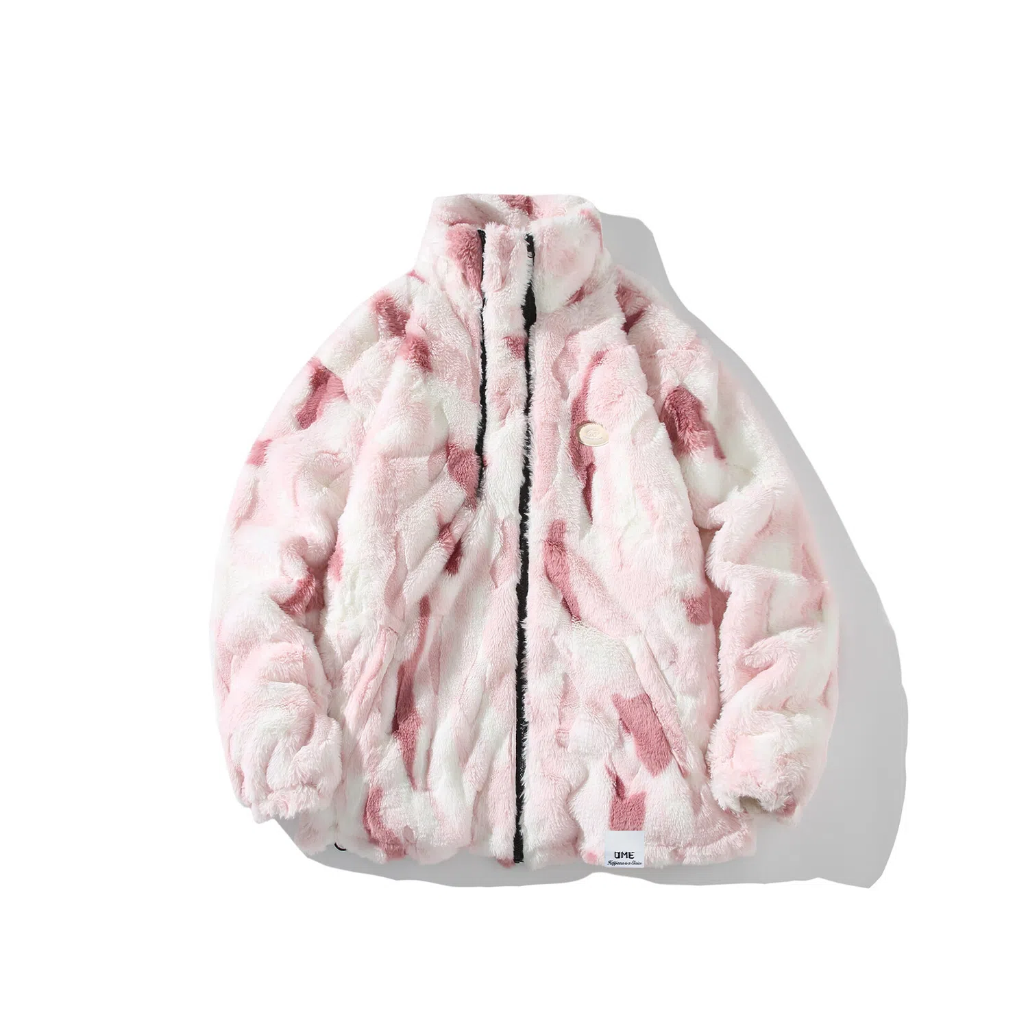 【dme】 潮流时尚大码港风渐变毛绒加厚内里棉衣外套男冬季宽松情侣休闲百搭加绒立领棉服 男女同款