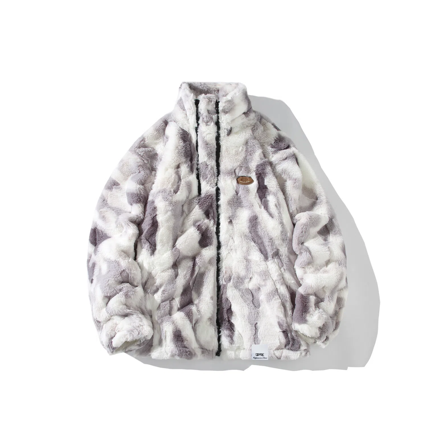 【dme】 潮流时尚大码港风渐变毛绒加厚内里棉衣外套男冬季宽松情侣休闲百搭加绒立领棉服 男女同款