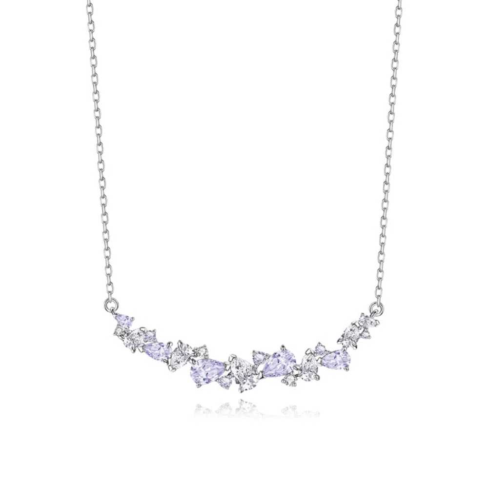 【S999足银 紫藤花开】 七七银饰  浪漫梦幻 爆闪森系小清新 氛围感 闪耀轻奢锁骨链 通勤百搭约会 甜蜜告白 好运 纯银 项链 女款