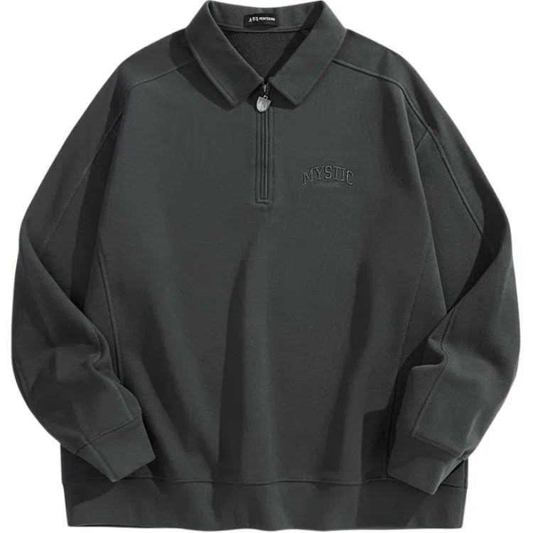 PEACEBIRD MEN Embroidered Collar Sweatshirt