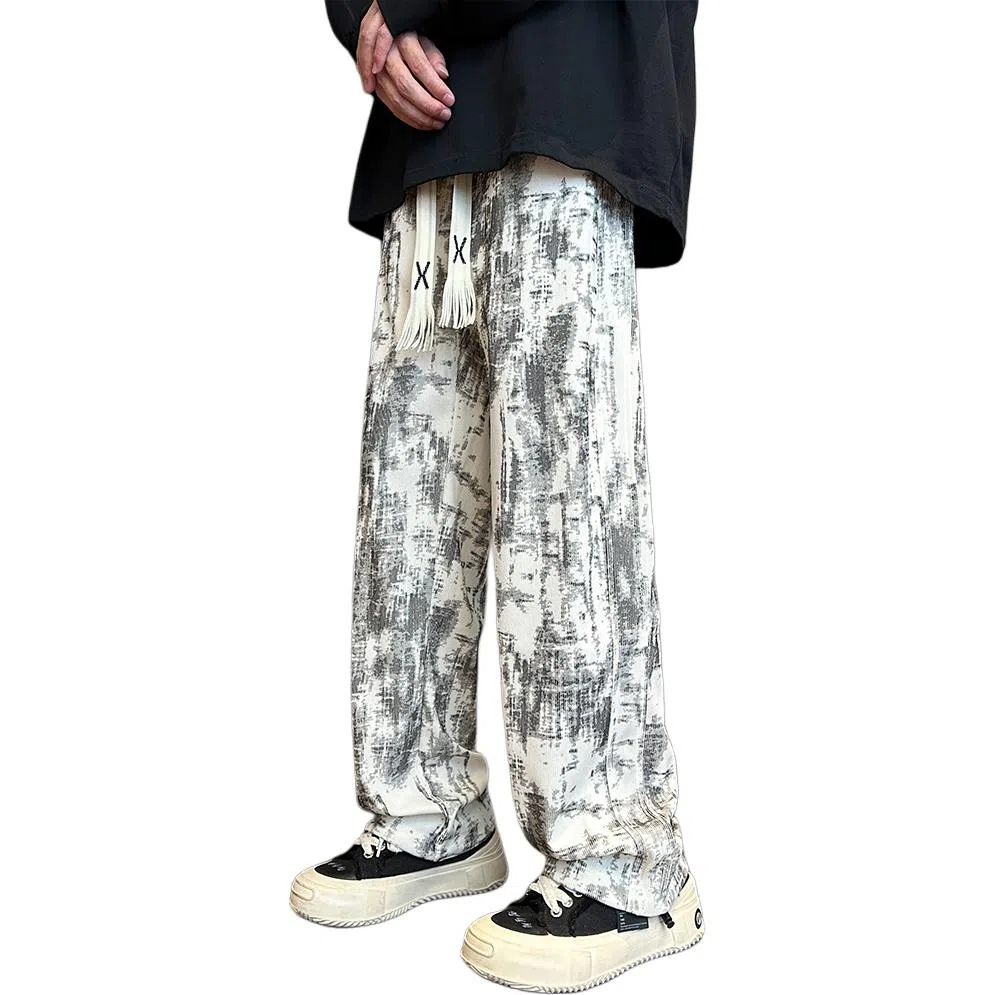 邦固依品 美式扎染长裤男秋季炸街潮牌潮流青少年宽松直筒裤子休闲裤 男款