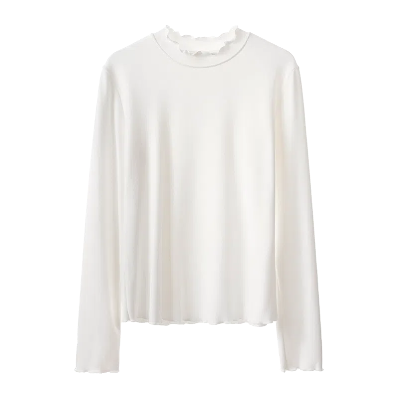 内在密码 柔软蚕丝打底衫女内搭贴身显瘦木耳边半高领加绒长袖秋冬保暖上装 女款