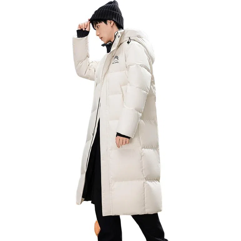 【王一博代言】鸭鸭 石墨烯蓄热保暖冰壳系列中系风百搭运动户外通勤校园减龄加厚抗寒保暖连帽长款纯色白鸭绒大被子款羽绒服 男女同款