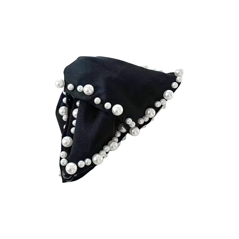 蒙妮 赫本风手工钉珠贝壳三角抓夹 树脂 布艺 发夹 女款