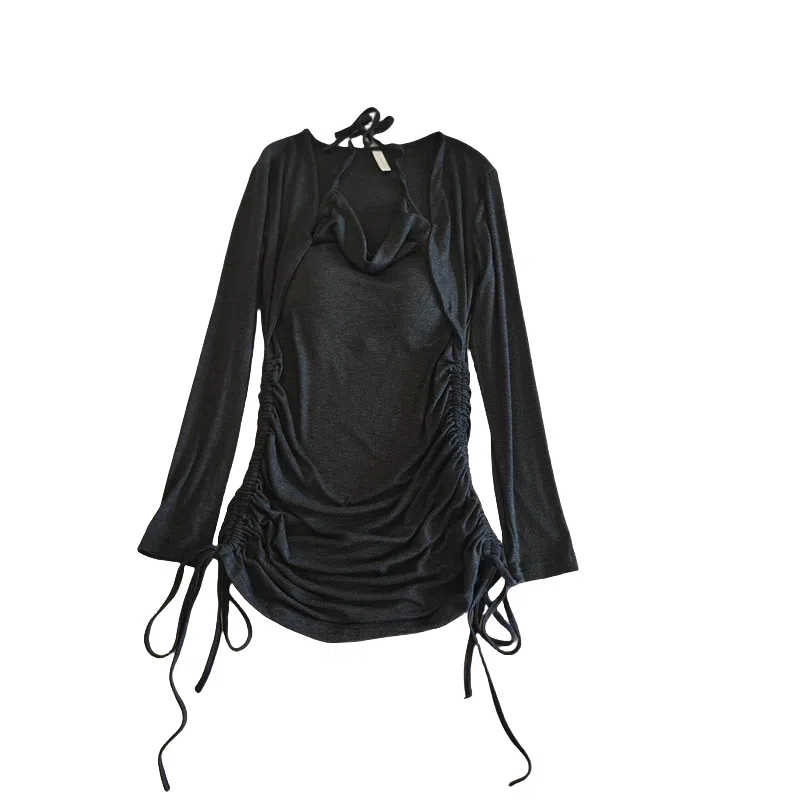 莫代尔 韩版休闲简约舒适轻柔细腻长袖裙宽松显瘦自带胸垫防凸点家居裙睡裙 女款