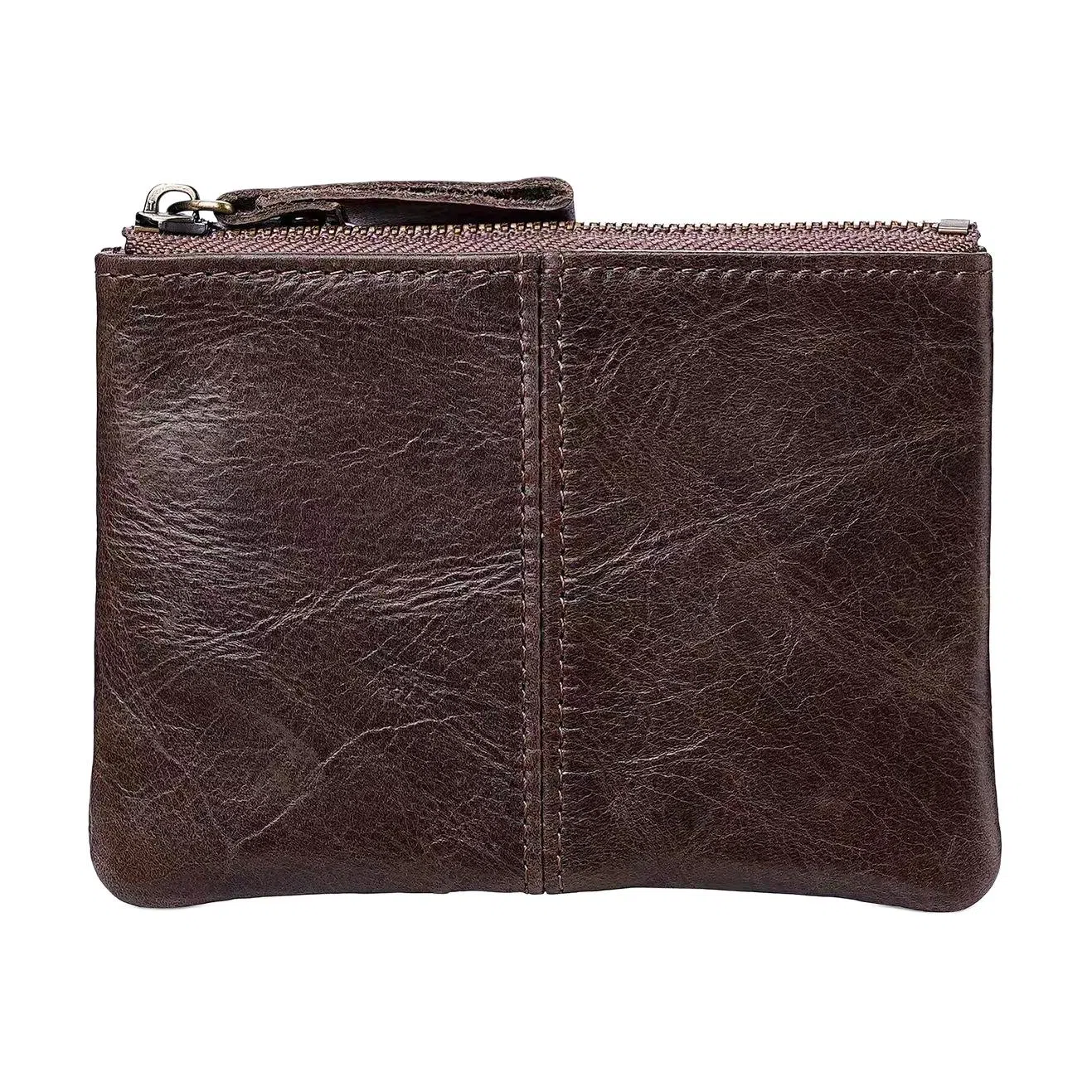 掐尖 复古硬币散钱收纳包真皮车钥匙银行卡片证件包 牛皮 零钱包 男女同款情侣款 咖啡色/棕色