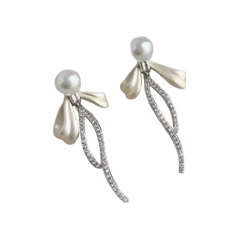 尚先生 蝴蝶结流苏轻奢高级感小众设计耳饰#好运 淡水珍珠 耳环 女款